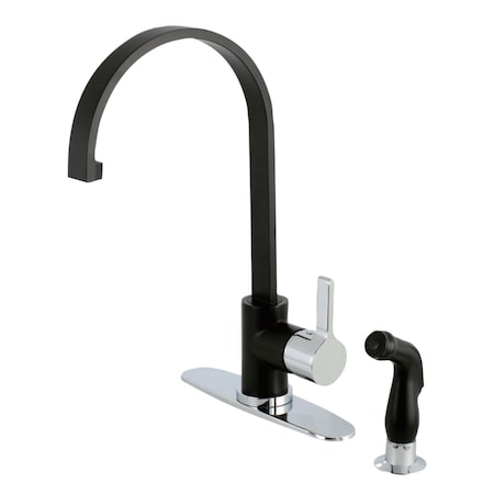 Gourmetier Continental Single-Handle Kitchen Faucet W/ Side Sprayer, Black/Chrome LS8717CTLSP